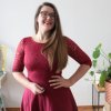 šaty půlkolo rukáv krajka vínová+ šedá (9)