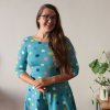 šaty půlkolo rukáv tyrkysové puntíky (14)