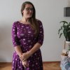 šaty půlkolo rukáv vločky vánoce 2024 fialová (9)