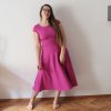 šaty půlkolo kr. rukáv bavlna studená růžová (3)