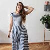 šaty půlkolo maxi modrý proužek (12)