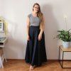 sukně půlkolo úplet guma maxi tmavě modrá (21)