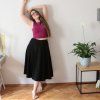 sukně půlkolo úplet guma midi černá (11)