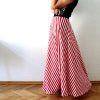 sukně dlouhá půlkolo úplet červený proužek (5)