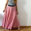 sukně dlouhá půlkolo úplet červený proužek (4)a