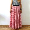 sukně dlouhá půlkolo úplet červený proužek (2)a