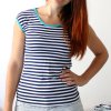 Tričko proužky + tyrkys (Barva Tmavě modrá, Velikost XS)