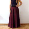 sukně dlouhá půlkolo úplet vínová (11)