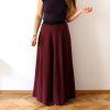 sukně dlouhá půlkolo úplet vínová (9)