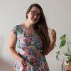 šaty půlkolo kr.rukáv akvarelová zahrada (24)