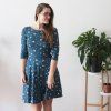 šaty půlkolo rukáv petrol kvítky (2)