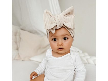 Ćelenka s mašľou rebrovaná - krémová