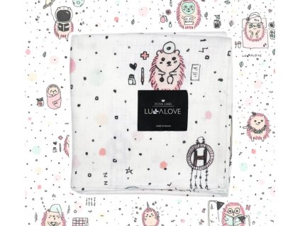 Lullalove Zavinovacia prikrývka z mušelínu plienka 100 x 100cm farba:Ježko ružový