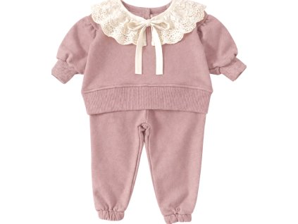 MIME Ružová tepláková súprava s odnímateľným golierom