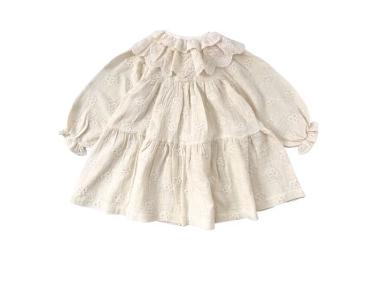 CHRISTMAS vyšívané krémové šaty s golierom