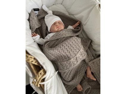 Lullalove dečka z vlny Merino vzor Keksík - Premium Šedo-Béžová