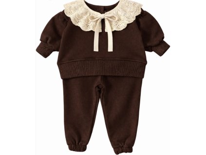 Čokoládová tepláková súprava s odnímateľným golierom