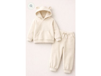 Krémová tepláková súprava s ušami medvedíka
