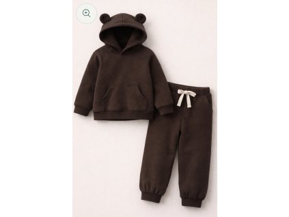 Hnedá tepláková súprava s ušami medvedíka
