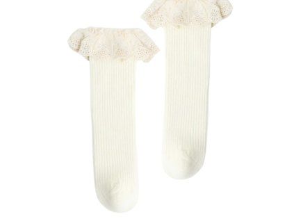 A Krémové podkolienky s čipkou