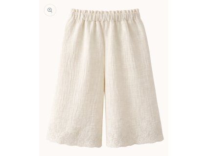 APRÍL Krémové culottes s výšivkou