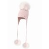 Detská zimná čiapka zateplená LUXURY pink so živými brmbolcami