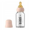 BIBS BABY BOTTLE fľaša – 1x sklenená fľaša 100% prírodný kaučuk, 110ml „BLUSH“ (púdrovo ružová)