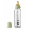 BIBS BABY BOTTLE fľaša – 1x sklenená fľaša 100% prírodný kaučuk, 225ml „SAGE“ (svetlo zelená)