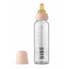 BIBS BABY BOTTLE fľaša – 1x sklenená fľaša 100% prírodný kaučuk, 225ml „BLUSH“ (púdrovo ružová)