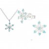 Stříbrný dětský set modrá sněhová vločka - náušnice puzet, náhrdelník