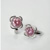 Stříbrné dětské náušniče Premium - růžový květ
