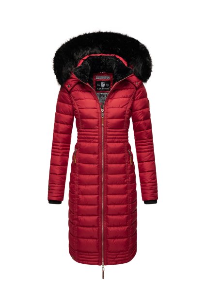 Dámský prošívaný dlouhý kabát Navahoo Umay - DARK RED