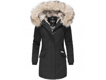 Dámská zimní bunda s kapucí a kožíškem Cristal Navahoo - BLACK