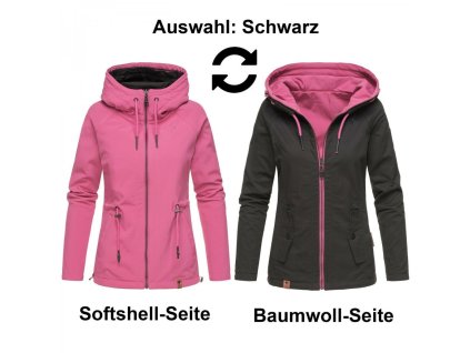 Dámská jarní-podzimní oboustranná bunda 2v1 SOFTSHELL Chuu Marikoo - BLACK