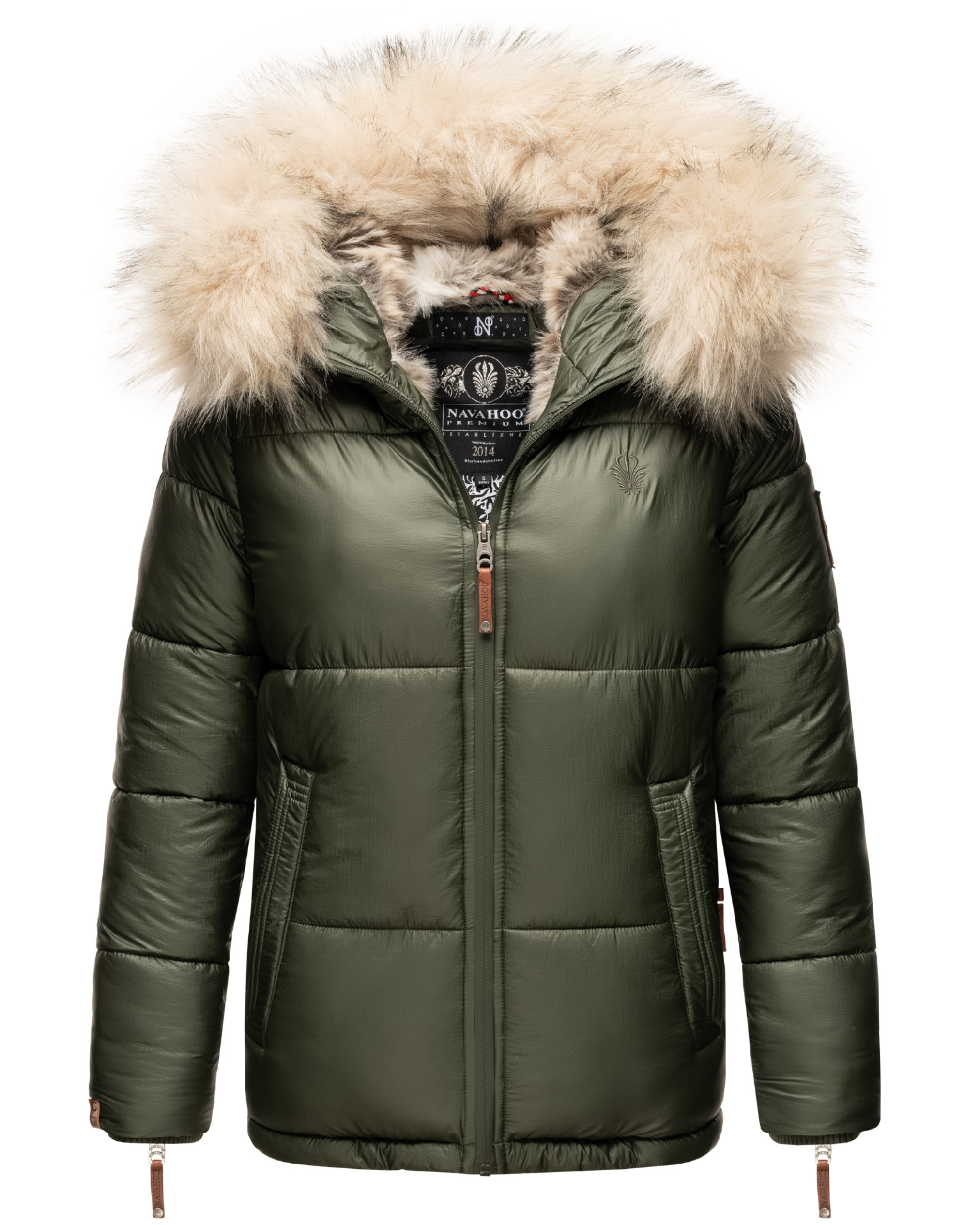 Dámská teplá zimní bunda s kožíškem Tikunaa Premium Navahoo - OLIVE Velikost: L