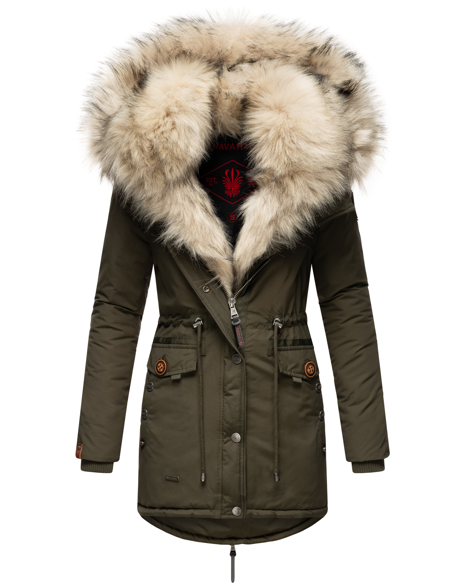 Dámská zimní bunda s kožíškem Sweety Navahoo - OLIVE Velikost: M