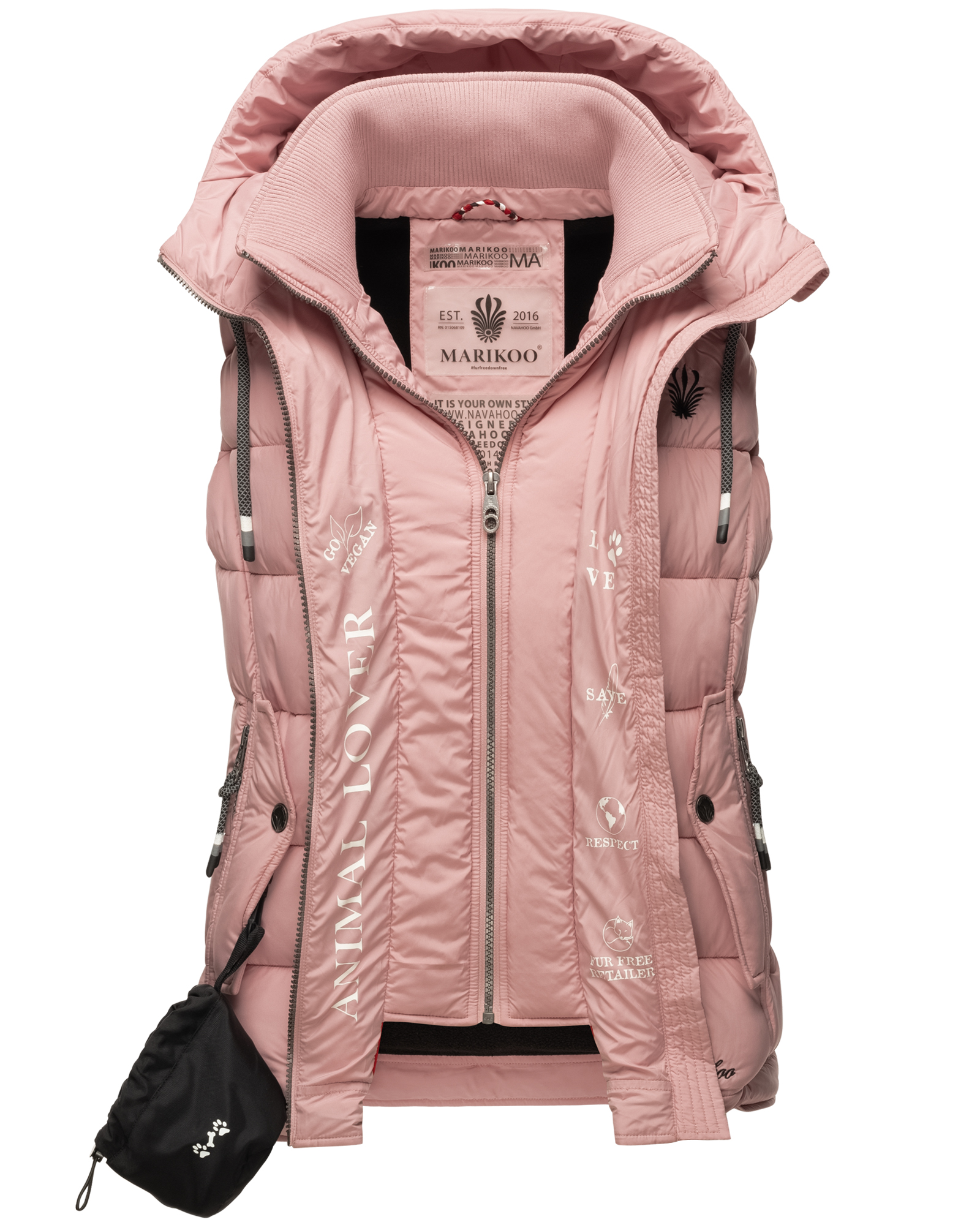 Dámská vesta s kapucí Taisaa Marikoo - POWDER ROSE Velikost: 3XL