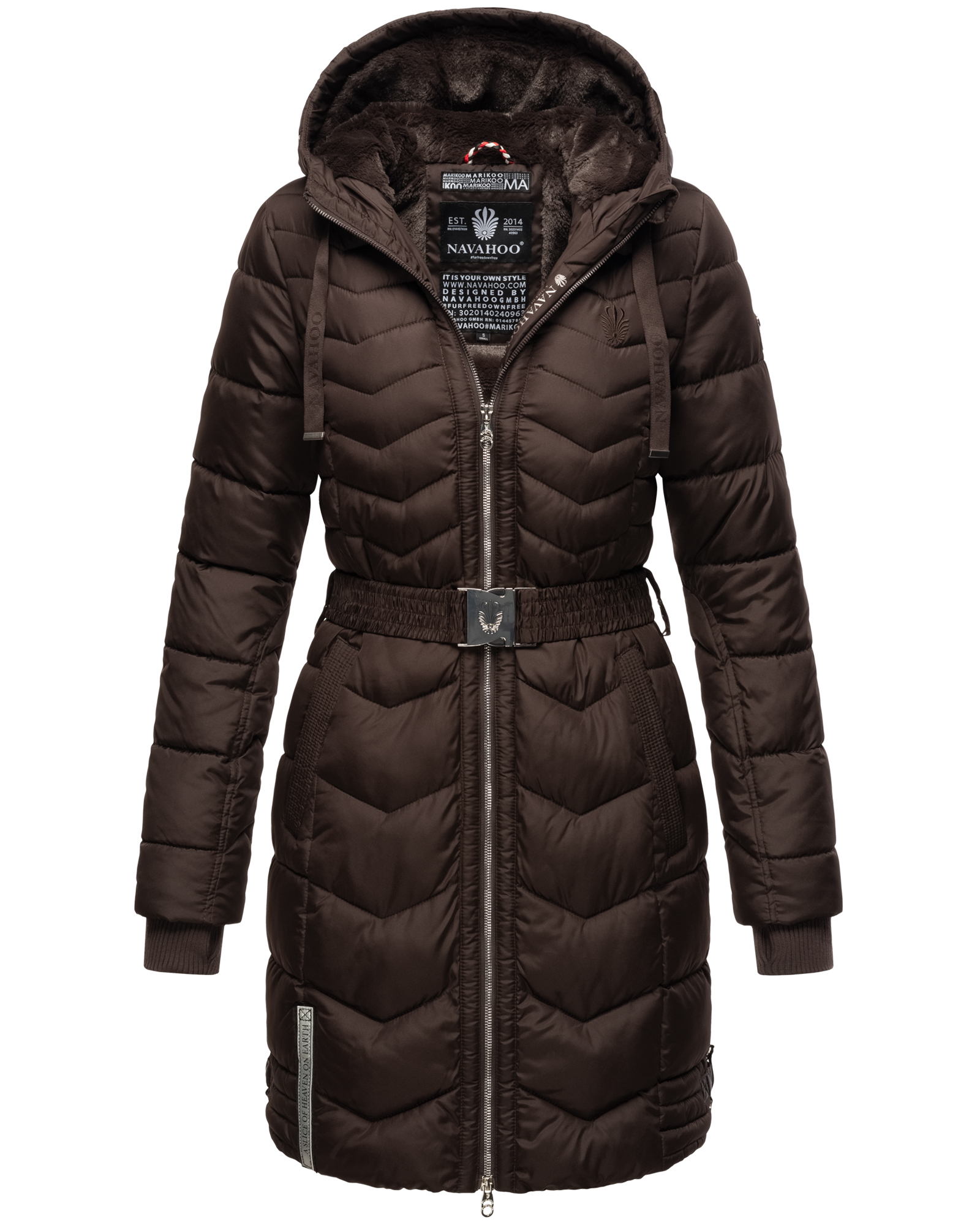 Dámský zimní prošívaný kabát Alpenveilchen Navahoo - CHOCOLATE Velikost: XL