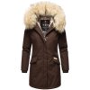 Dámská zimní bunda s kapucí a kožíškem Cristal Navahoo - DARK CHOCO