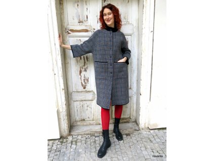 MANIK - pletený kostkovaný kabát