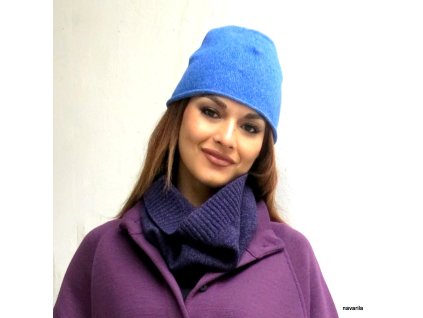 Čepice modrofialová- melír merino vlna