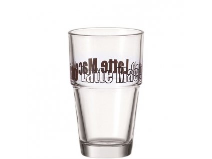 Pohár na latte macchiato SOLO 370 ml P:8,5 cm V:14 cm zo skla v čírej farbe s dekorom, Leonardo