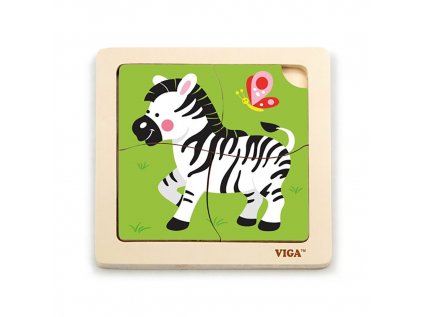 Drevené puzzle pre najmenších Viga 4 ks Zebra