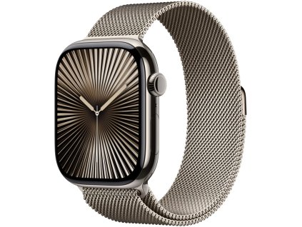 apple watch series 10 gps cellular 42mm natural titanium case with natural milanese loop mwxf3qc a ien529682