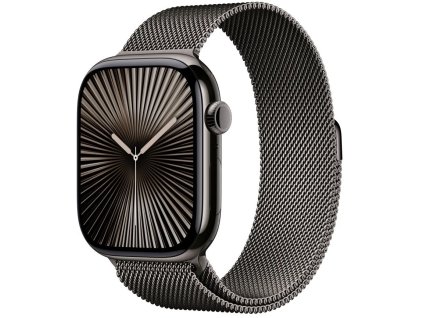 apple watch series 10 gps cellular 46mm slate titanium case with slate milanese loop m l mwyw3qc a ien529694