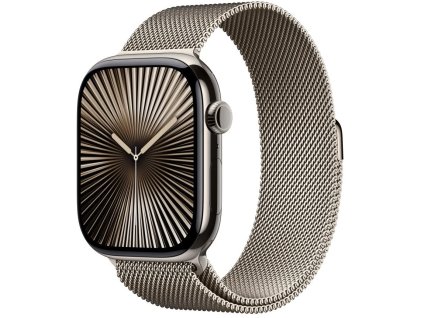apple watch series 10 gps cellular 46mm natural titanium case with natural milanese loop m l mwyc3qc a ien529692