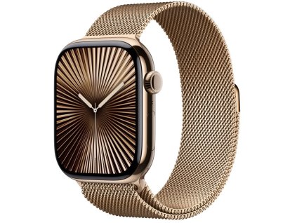 apple watch series 10 gps cellular 46mm gold titanium case with gold milanese loop m l mx003qc a ien529690
