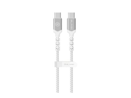 Blavec Raptor opletený nabíjecí a datový kabel USB-C s konektorem USB-C (2m) - Stříbrná