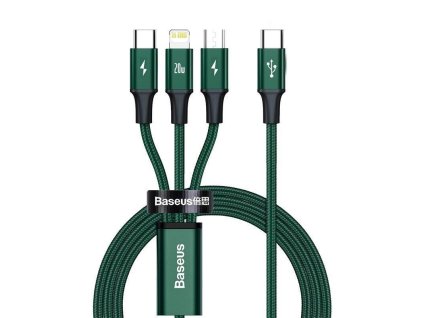baseus rapid series nabijeci datovy kabel 3v1 usb c microusb lightning pd 20w usb c 1 5m zelena ien408337
