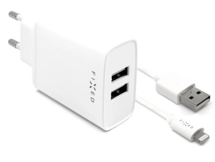 fixed sitova nabijecka s 2xusb vystupem a usb lightning kabelu 1m mfi certifikace 15w smart rapid charge bila ien387946